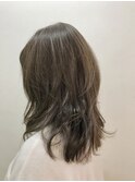 オリーブブラウンカラー×ミディアムレイヤー【表参道青山原宿】