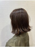 ロブヘア/オレンジブラウン/切りっぱなしボブ/30代40代大人ヘア