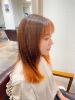 ヘアースパパズ(hairspaPAZ)&nbsp;グラデーションオレンジベージュ切りっぱなしミディアム20代30代