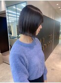 透明感無造作ボブ+ブリーチなし地毛風グレージュ/前髪[横浜]