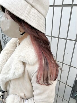 シュリット(schritt) インナーカラーチェリーピンクチョコレートブラウン渋谷mutsuki