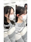 前髪顔まわり韓国ヘアレイヤーカットサイドバンク2wayバンク韓国