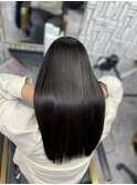 大人可愛い透明感立体感グレージュ×エアストレート