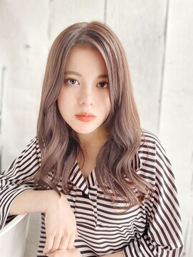 ティエル 町田店(tiel) 【町田】斜め分け大人っぽロング×アッシュカラー/ゆる巻き