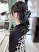 編み込みハーフアップ