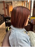 艶感レッドブラウンボブ