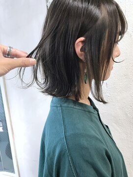 ヌード(nude) nude仲井【ブリーチなし】モスグリーンカラー/切りっぱなしボブ