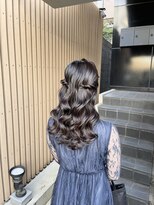 ハーフアップ/ボリュームアップ巻き髪/結婚式ヘアアレンジ