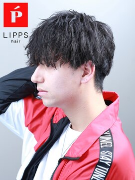 リップス 天神(LIPPS) ソフトツイストスパイラル刈り上げツーブロックマッシュヘア黒髪