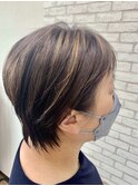 耳かけショート×オーガニックカラー(+ハイライト5枚)