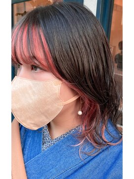 マイロ(MYRO) 【MYRO】ウルフミディアム×フレーミングインナーカラー