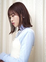 長めボブ/切りっぱなし/ロブ/ピンクブラウン/ぱつっとボブ/銀座