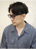 〇メンズセンター分けフェードツイストスパイラルパーマ