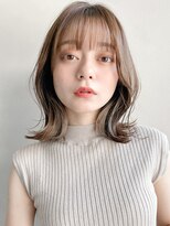 リヤン 表参道(lyann)&nbsp;小顔黒髪オリーブグレークラゲヘアーココアベージュ外ハネボブa