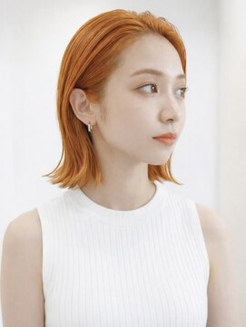 ザビー(THE B) 本八幡×切りっぱなしボブ×オレンジカラー×ケアブリーチ