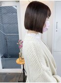 ミニボブ 切りっぱなし 大人ボブ ピンクブラウン