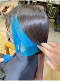 グレージュカラー ボブルフ 黒髪 ココアベージュ ロングヘア