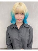 ガルテ(GARTE) 抜きっぱなしブロンド/水色エンドカラー/グラデーションカラー