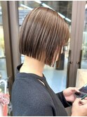 黒髪/ボブウルフ/ネビージュ/小顔/ワンレン/髪質改善/前髪