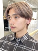 韓国風メンズミルクティーベージュダブルカラーハイトーンカラー