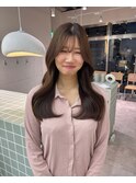 韓国/オリーブベージュ/顔まわりカット/前髪/髪質改善