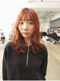 ケアブリーチハイトーンレッドブラウンカラーレイヤーカット