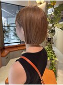 韓国風切りっぱなしあごラインミニボブ×ぱっつん前髪 