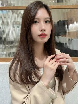 ステアケース 武蔵小杉店(stair:case) ロングレイヤー大人可愛い内巻き前髪なしショコラブラウン