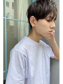 韓国風　シースルー　オリーブグレー　メンズマッシュ