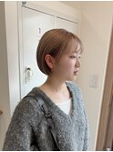 ミルクティー/ハイトーン/ミニボブ/大人ショート/ケアブリーチ