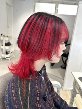 ○アンブレラカラー　中性ウルフカットロングウルフヘア○表参道