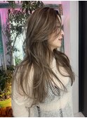 【n】ハイトーンロング,ハイライトハニーベージュ