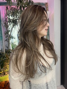 【n】ハイトーンロング,ハイライトハニーベージュ