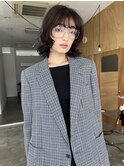 ニュアンスパーマボブレイヤーハッシュカットココアブラウン