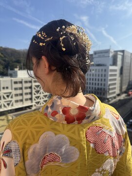 ビアージュ(Viage) #ヘアアレンジ #卒業式 #着付け #袴 #編み込み #金箔 #カチモリ