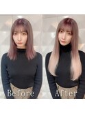 ピンクベージュカラー#シールエクステ#ナチュラルピンク#小倉