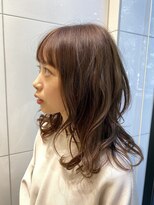 サロンドユー ベルポート本店(SALON DE U)&nbsp;韓国風バングのネオウルフ×ヌーディーカラー/シルキーベージュ