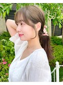 ナチュラル小顔前髪あり後れ毛サイドバング結べるボブくびれヘア