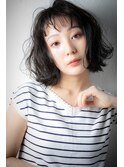 オン眉黒髪くびれミディアム外ハネボブパーマv志木20代30代40代
