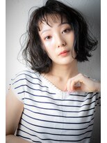 カバーヘア ブリス 志木南口駅前店(COVER HAIR bliss)&nbsp;オン眉黒髪くびれミディアム外ハネボブパーマv志木20代30代40代