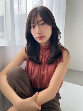 ソヨン 栄2号店(SOYON) 大人/小顔/レイヤーカット/シースルーバング/黒髪/ネビージュ