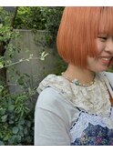 アッシュグレーボブ ヘアアレンジプードルパーマロングヘア