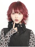 ウルフカット/レイヤーカット/ワインレッド/赤髪/外ハネ
