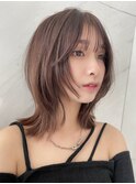 韓国ヘアグレージュカラーブリーチ無し髪質改善イヤリングカラー