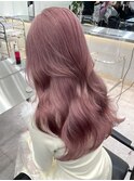 ミルクティーピンクアッシュベージュダブルカラー韓国風レイヤー