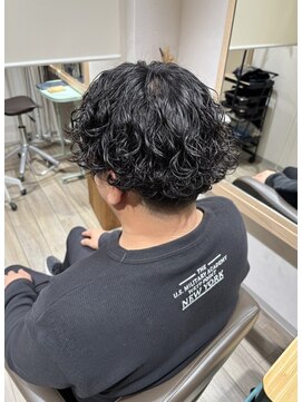 メンズカット波巻きパーマニュアンスパーマ束感マッシュショート