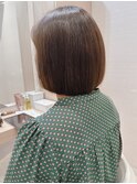 ミニボブ切りっぱなし美髪丸みストレート小顔バイオレット50代