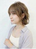 抜け感パーマ小顔ボブレイヤー韓国風パーマグレージュ似合わせ