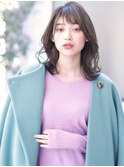 ミディアム20代30代40代50代ストレートレイヤー前髪なし表参道