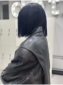 黒髪/グレーベージュ/レイヤーロング